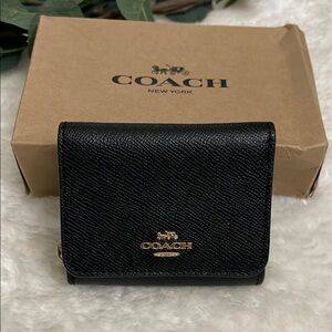 Coach Black Textured Leather Card Holder